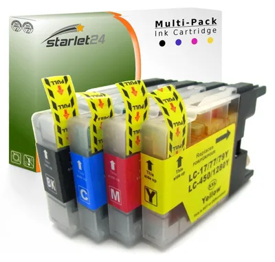 A multi-pack of ink cartridges for a printer, with the packaging in the background.