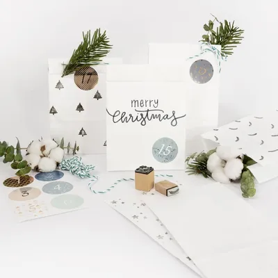 Produktbild von Adventskalender 'Papiertüten blanko' weiß