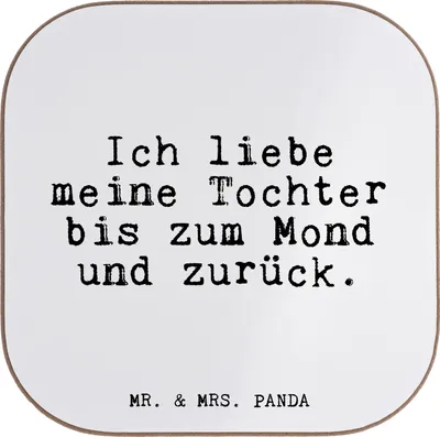 Produktbild von Mr. & Mrs. Panda Untersetzer für Gläser Ich liebe meine Tochter... - Weiß - Geschenk, Tochter, Tischuntersetzer, Familie, Mutter, Liebesbeweis, bieruntersetzer, Coaster