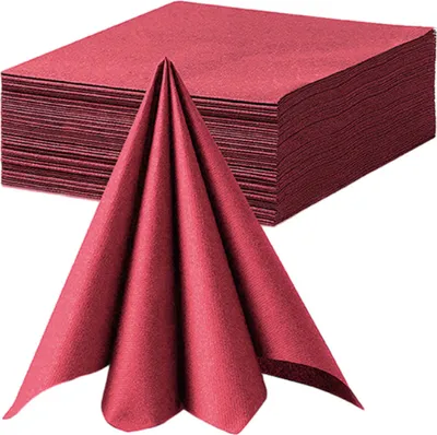 Obrázok produktu pre Hrubé koktailové obrúsky, 50 kusov, 55 g/m2, plátno podobné jednorazovým obrúskom pre nápojové bary, 40 cm, absorpčné veľké štvorcové obrúsky (červené)