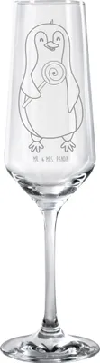 Produktbild von Mr. & Mrs. Panda Sektflöte Pinguin Lolli - Transparent - Geschenk, Sektglas, Glas, Süßigkeiten, mit Gravur, Pinguine, Heißhunger, Naschen, Champagnerglas, Spruch