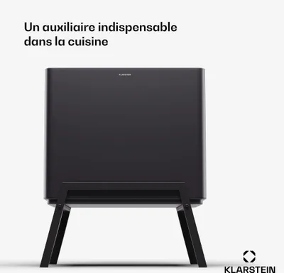 Image de Klarstein Yuma Poubelle - 40 L, avec bac à compost et filtre à odeurs, couvercle à bouton, filtre à charbon actif, corps en acier inoxydable, poubelle de cuisine, 3 bacs, 28 L/12 L/4 L, noire