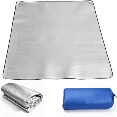 Imagen del producto de Alfombrilla aislante de espuma de aluminio, 200 x 200 cm, para camping y actividades al aire libre