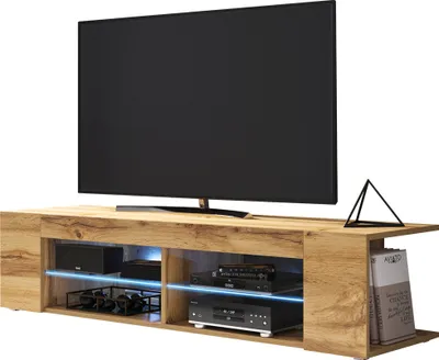 Produktbild von MIRJAN24 TV-Lowboard Smart 140, Stehend TV-Schrank mit LED-Beleuchtung, Stilvoll TV-Möbel, Wohnzimmer (Farbe: Wotan Eiche)