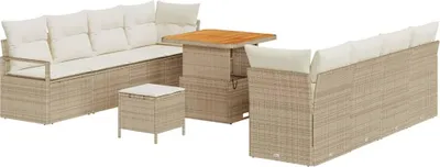 Image de vidaXL Ensemble de canapé de jardin avec coussins Beige et Crème 80 x 80 x 71 cm