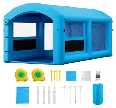Produktbild von SucceBuy Aufblasbare Lackierkabine 6x3x2,5 m Spritzkabine Lackierzelt Blau, mit 550-W- und 750-W-Gebläsen, Aktivkohlefilterung, PVC-Fenster für Motorräder, Möbel und mehr, tragbar