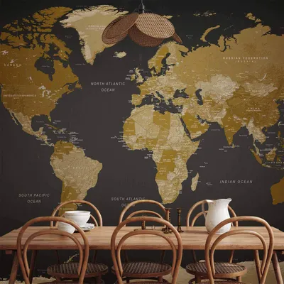 Produktbild von Vlies Fototapete - World Map: Modern Geography 250x175 cm Karten k-A-0092-a-a