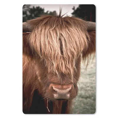 Produktbild von MuchoWow® Mauspad Mousepad Schottischer Highlander - Baum - Gras 18x27 cm - Mousepads - Maus Mat - Pad - Mausunterlage