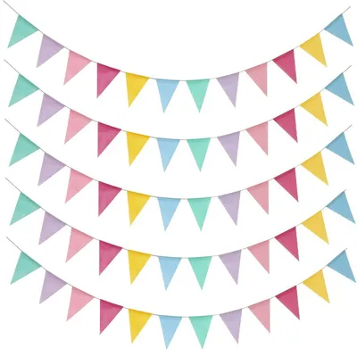 Wetterfeste Wimpelkette, 5 Stück, 3,5 m, Regenbogen, für Garten & Party