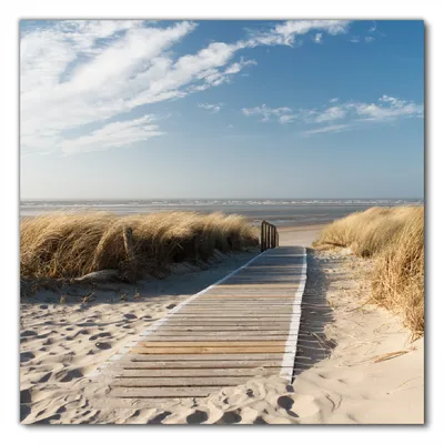 Produktbild von Wallario selbstklebende Möbelfolie/ Tischdecke für Innen und Außen, Größe: 100 x 100 cm - Auf dem Holzweg zum Strand