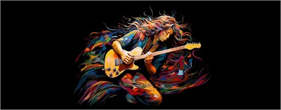 Produktbild von Wallario Premium Glasbild, freischwebende Optik, kräftige Farben, Größe 80 x 32 cm Motiv Farbiges Gitarrenspiel