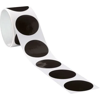 Produktbild von Dreifke® Aufkleber I Markierungspunkt, blanko, schwarz, Folie, selbstklebend, Ø 75mm, 100/Rolle