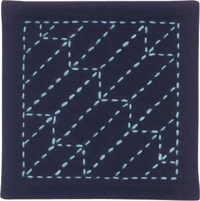 Image de Olympus Sashiko paquet à broder "dessous de verre set de 2", tissu imprimé, 10x10cm, original du Japon