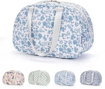 Produktbild von Große Damen-Toilettas, blauer Blütenmuster, Organizer