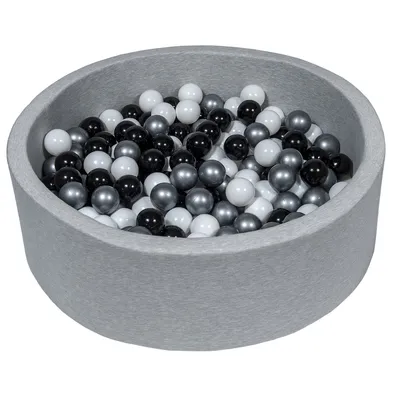 Image de Piscine à balles aire de jeux + 300 balles noir, blanc, argent