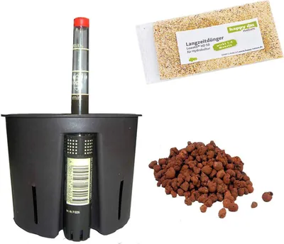 Produktbild von Set4 4 Teile für Hydropflanzen mit Blähton 4-8 mm + HD50 Dünger Ø 09 cm Höhe 07 cm