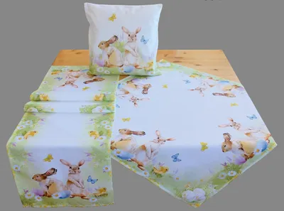 Produktbild von Tischwäsche mit Druckmotiv Osterhasen & Schmetterling 40 x 140 cm