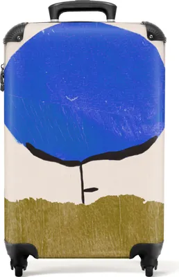 Produktbild von NoBoringSuitcases.com® Koffer Handgepäck Trolley Rollkoffer Kleine Reisekoffer mit 4 Rollen - Blume - Abstrakt - Blau - Grün - Cabin Size < 55x40x23 cm & 55x40x20 cm - Fotokoffer - Kabinenkoffer - BoardgepäckHandgepäck Koffer 55x35x20 cm, 36L,