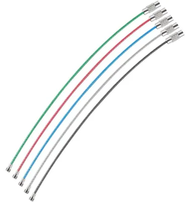 Produktbild von 5x WEBBOMB Drahtringe Schlüsselringe Set aus Drahtseil Kofferanhänger 1,5 x 150mm Edelstahl Ø45mm mit Drehverschluß BUNT
