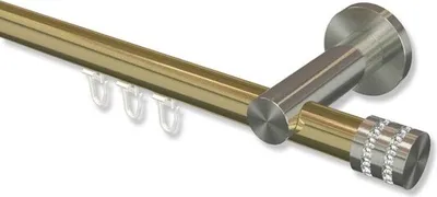 Produktbild von Interdeco Innenlaufstange, Gardinenstange mit Innenlauf Messing-Optik / Edelstahl-Optik Modell Platon Estana, 20 mm Ø 1-läufig, 440 cm (geteilt)