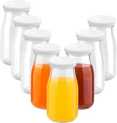 Productafbeelding van Glazen shotflessen 150 ml - 8 stuks herbruikbare mini glazen voor gembershots en sapdrinken