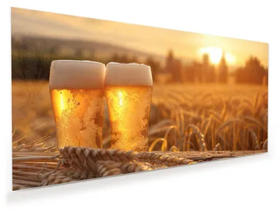 Produktbild von Glasbild 110x55cm in XXL für Wohnzimmer, Schlafzimmer Motiv Sonnenuntergangsbecher