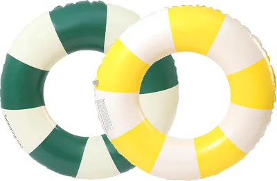 Imagen del producto de Dos flotadores inflables, de color amarillo y verde, para el verano