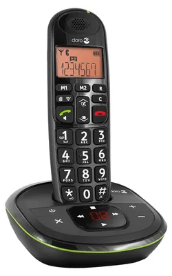 Produktbild von Doro Phone EASY 105WR Strahlungsarmes Schnurlostelefon mit Anrufbeantworter, Rufnummernanzeige, 10h Sprechzeit, 4 Tage Standby, Freisprechfunktion, DECT