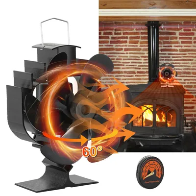 Obrázok produktu pre Vigevee ventilátor do krbu, chladiaci ventilátor, ventilátor do pece, ventilátor s 6 lopatkami pre krb