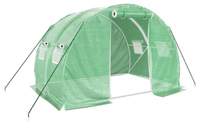 Produktbild von vidaXL Gewächshaus mit Stahlrahmen Grün 6 m² 3x2x2 m