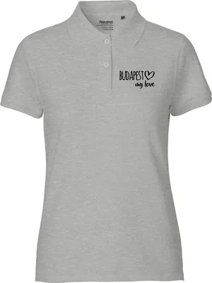 Produktbild von Huuraa Damen Polo Shirt Budapest my love M Sport Grey Bio Baumwolle Fairtrade Poloshirt Geschenkidee