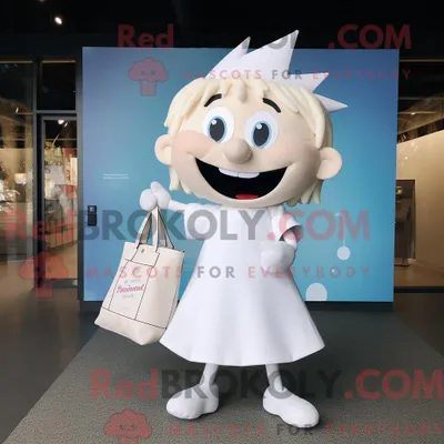 Obrázok produktu pre Maskot spoločnosti REDBROKOLY je biela víla so zubami, oblečená v plisovanej sukni a s kabelkou