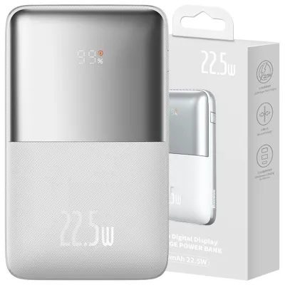 Zdjęcie produktu dla Zewnętrzny akumulator Baseus Bipow Pro 20000 mAh, 2x USB-A, 1x USB-C, szybkie ładowanie, dołączony kabel USB-A do USB-C, 22,5 W, biały