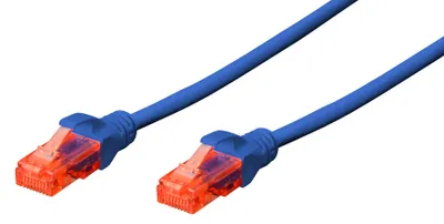 Imagen del producto de DIGITUS DK-1617-100-B-5: Cable de conexión DIGITUS, categoría 6, U/UTP, LSZH, 10,0 metros, azul, juego