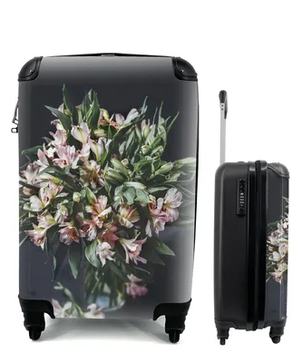 Produktbild von MuchoWow® Koffer Handgepäck Trolley Rollkoffer Kleine Reisekoffer mit 4 Rollen - Blumen - Vase - Schwarz - Cabin Size < 55x40x23 cm & 55x40x20 cm - Fotokoffer - Kabinenkoffer - Boardgepäck - Reise-Box - Reisekoffer - Reisegepäck - Koffer mit Bild - Trolley für Kinder