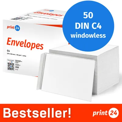 Immagine prodotto di NUOVO: print24 Buste senza finestra, DIN C4, non stampate, 50 pezzi