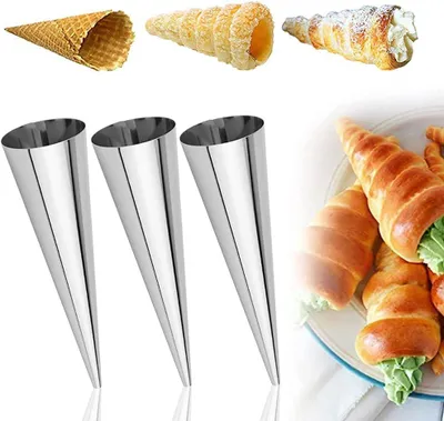 Produktbild von Cannoli Formen 12 Stück, Edelstahl Backformen Für Cannoli Und Schillerlocken, Spiral-Croissant Rohre