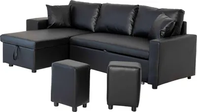 Produktbild von Ecksofa, umwandelbar, TONY, 3-Sitzer, schwarz