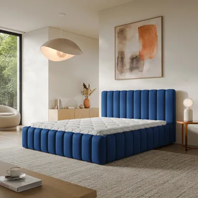 Produktbild von Masseno Polsterbett TEBA 120x200 cm, Polsterbett mit Bettkästen -Blau, KRONOS 09