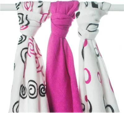 Produktbild von XKKO Bamboo Mullwindel 70x70 3er-Set Mix Magenta