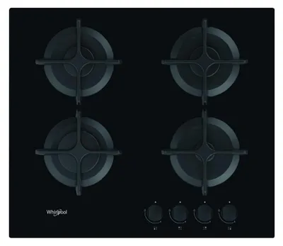 Image de Table de cuisson gaz 60cm 4 feux noir - Whirlpool - GOB616NB -
