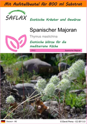 Produktbild von SAFLAX - Garden in the Bag - Kräuter - Spanischer Majoran - 250 Samen - Mit Anzuchtsubstrat im praktischen, selbst aufstellenden Beutel - Thymus mastichina