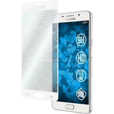 Produktbild von 1er-Pack PhoneNatic Glas-Folie klar full-screen weiß kompatibel mit Samsung Galaxy A5 (2016) A510 - Panzerglas für Galaxy A5 (2016) A510