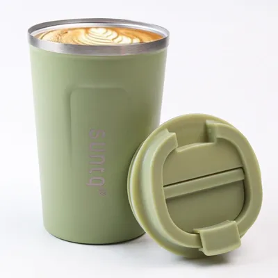 Immagine prodotto di Tazze da viaggio riutilizzabili con coperchio a prova di perdite e isolamento termico, capacità 380 ml
