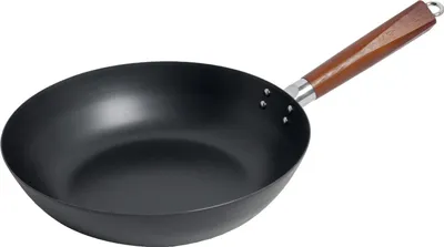 Immagine prodotto di [ Wok Acciaio al carbonio nero Ø 30,5 cm fondo piatto ] Acciaio al carbonio nero 12'