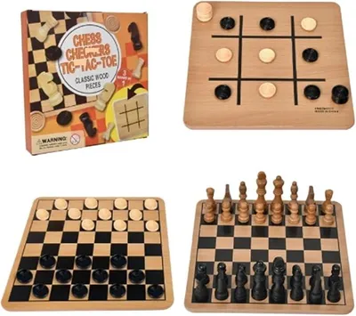 Imagen del producto de Juego de mesa 3 en 1: ajedrez, damas y tres en raya
