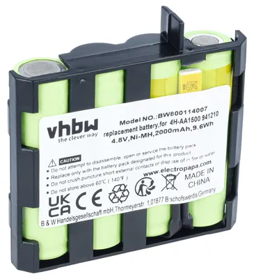Produktbild von vhbw Akku kompatibel mit Compex PHYSIO 5, Performance Mi-ready, PerformanceE Mi-Ready, Performance US Medizintechnik (2000 mAh, 4,8 V, NiMH)