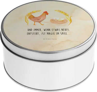 Produktbild von Mr. & Mrs. Panda Teedose Huhn Stolz - Vintage - Geschenk, Vorratsdosen, Bauernhof, Blechdose, keksdosen, Henne, Eier, Geburt, Kaffeedose, Keksdose, Motivation, Hof