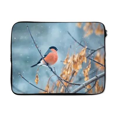 Produktbild von MuchoWow® Laptop Hülle 17 Zoll Laptoptasche Schnee - Vogel - Tier - Zipper - Schutzabdeckung