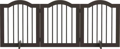 Produktbild von Hunde Absperrgitter faltbar Hundegitter Konfigurationsgitter 3-teilig mit zwei Stützfüßen Treppengitter Hundeabsperrgitter Türschutzgitter Kaffee 154,5 x 29,5 x 61 cm
